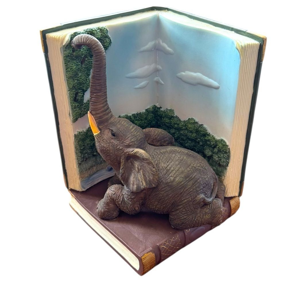 Elephant Bookend with Forest Design